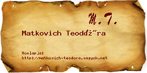 Matkovich Teodóra névjegykártya